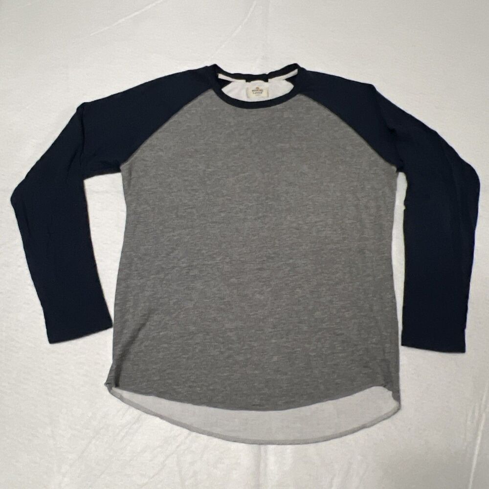 Marine Layer Long Sleeve 2-Tone Raglan Crewneck T-Shirt Curved Hem Men’s Medium